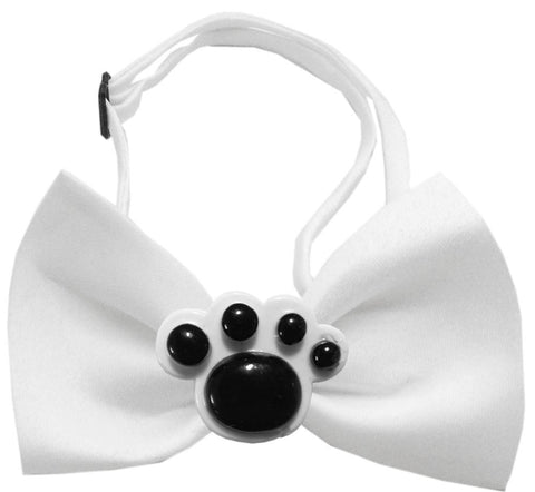 Black Paws Chipper White Bow Tie