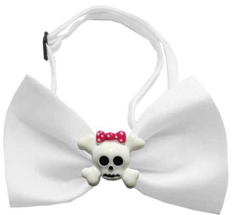 Girly Skull Chipper White Bow Tie