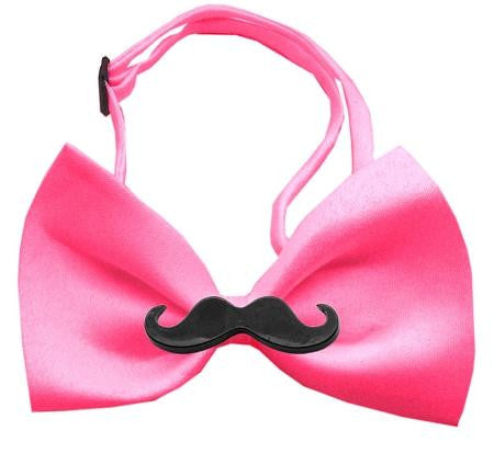 Black Moustache Hot Pink Bow Tie