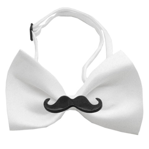 Black Moustache White Bow Tie