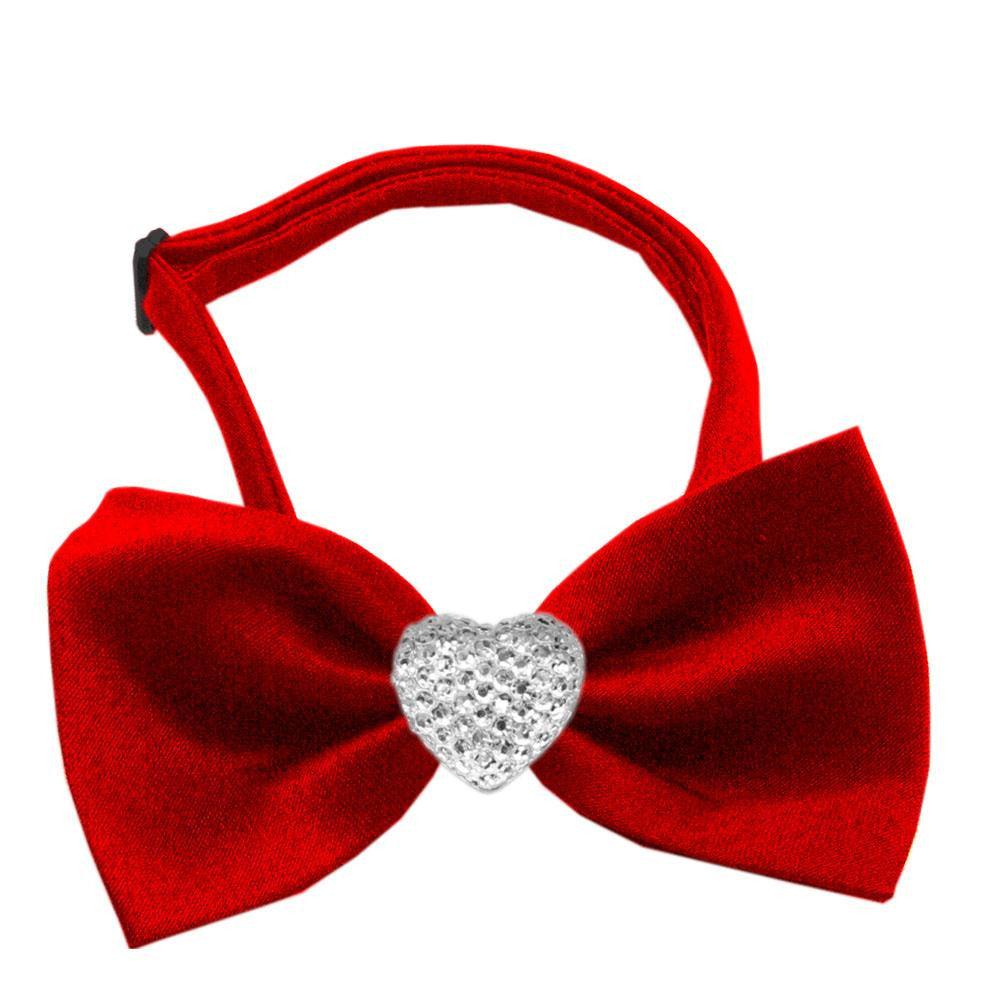 Clear Crystal Heart Bow Tie