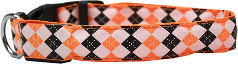 LED Dog Collar Argyle Orange Size Large