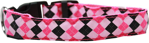 LED Dog Collar Argyle Pink Size Large