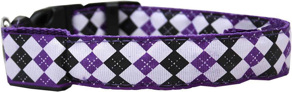 LED Dog Collar Argyle Purple Size Large