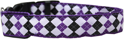 LED Dog Collar Argyle Purple Size XL