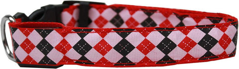 LED Dog Collar Argyle Red Size Small