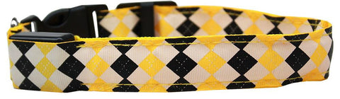 LED Dog Collar Argyle Yellow Size Medium