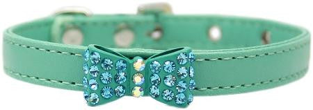 Bow-dacious Crystal Dog Collar Aqua Size 12