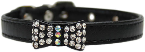 Bow-dacious Crystal Dog Collar Black Size 14