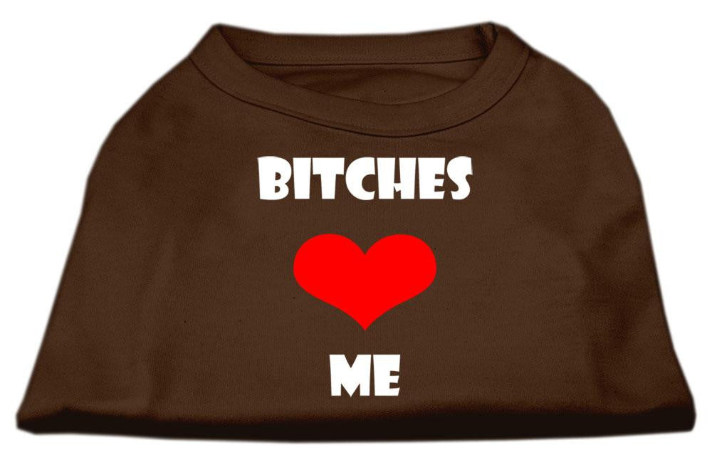 Bitches Love Me Screen Print Shirts Brown Lg (14)