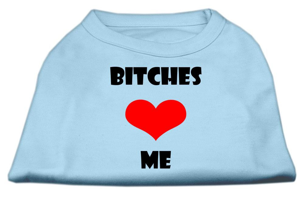 Bitches Love Me Screen Print Shirts Baby Blue XS (8)