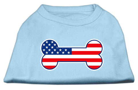 Bone Shaped American Flag Screen Print Shirts  Baby Blue XS (8)