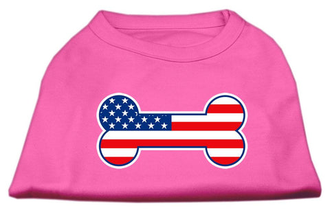 Bone Shaped American Flag Screen Print Shirts  Bright Pink XS (8)