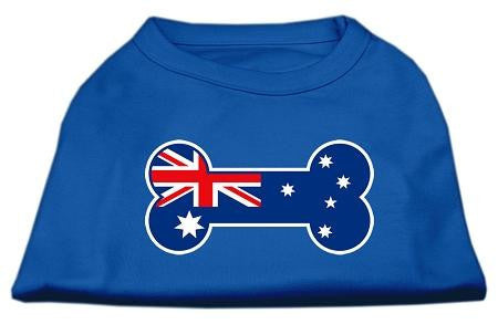 Bone Shaped Australian Flag Screen Print Shirts Blue Sm (10)