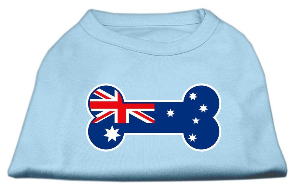 Bone Shaped Australian Flag Screen Print Shirts Baby Blue XXL (18)