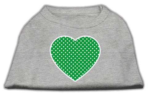 Green Swiss Dot Heart Screen Print Shirt Grey Lg (14)