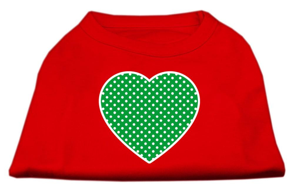 Green Swiss Dot Heart Screen Print Shirt Red Lg (14)