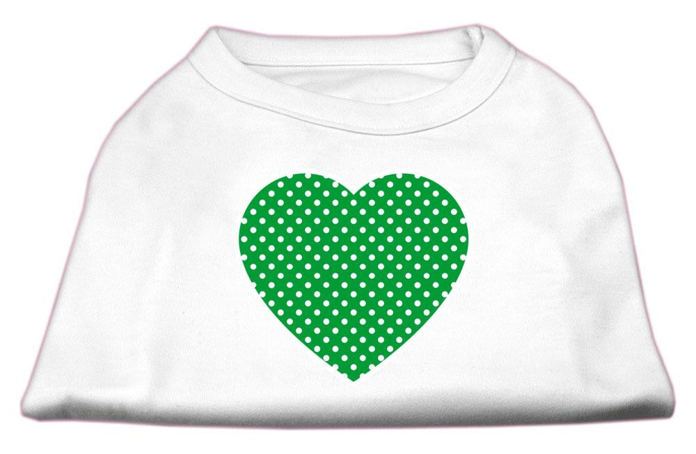 Green Swiss Dot Heart Screen Print Shirt White XL (16)