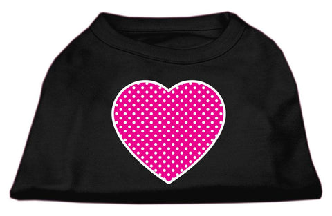 Pink Swiss Dot Heart Screen Print Shirt Black Lg (14)