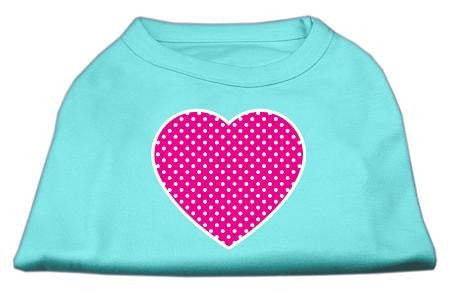 Pink Swiss Dot Heart Screen Print Shirt Aqua XXL (18)