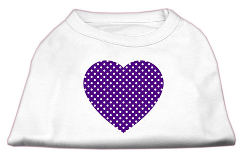 Purple Swiss Dot Heart Screen Print Shirt White XL (16)