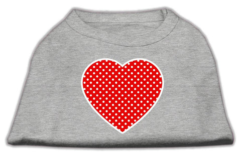 Red Swiss Dot Heart Screen Print Shirt Grey Med (12)