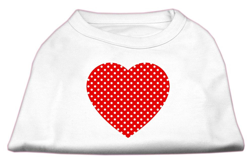 Red Swiss Dot Heart Screen Print Shirt White XS (8)