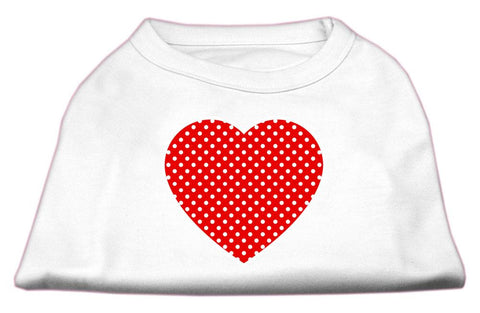 Red Swiss Dot Heart Screen Print Shirt White XXL (18)