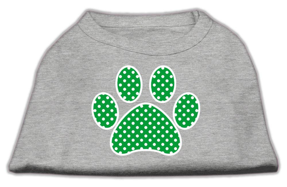 Green Swiss Dot Paw Screen Print Shirt Grey Lg (14)