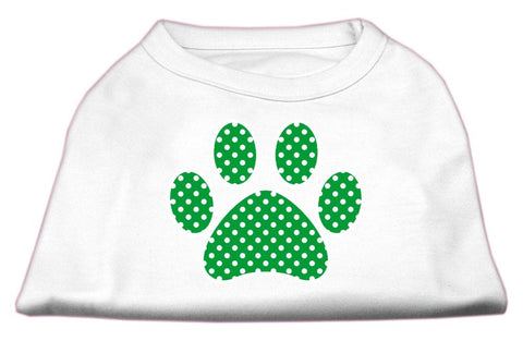 Green Swiss Dot Paw Screen Print Shirt White XS (8)