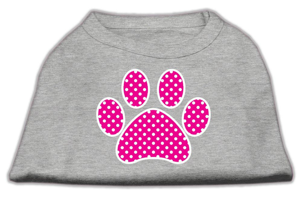 Pink Swiss Dot Paw Screen Print Shirt Grey Lg (14)