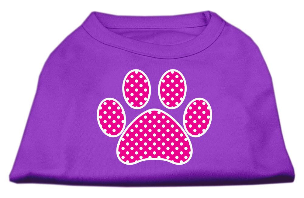 Pink Swiss Dot Paw Screen Print Shirt Purple Lg (14)