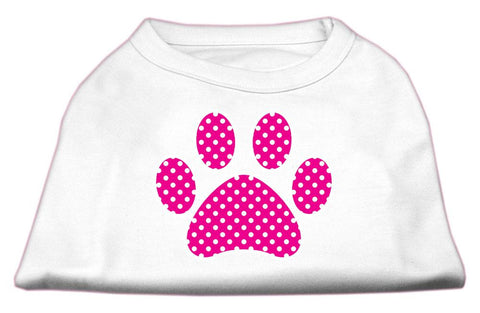 Pink Swiss Dot Paw Screen Print Shirt White XXL (18)