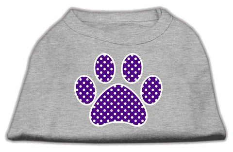 Purple Swiss Dot Paw Screen Print Shirt Grey Lg (14)