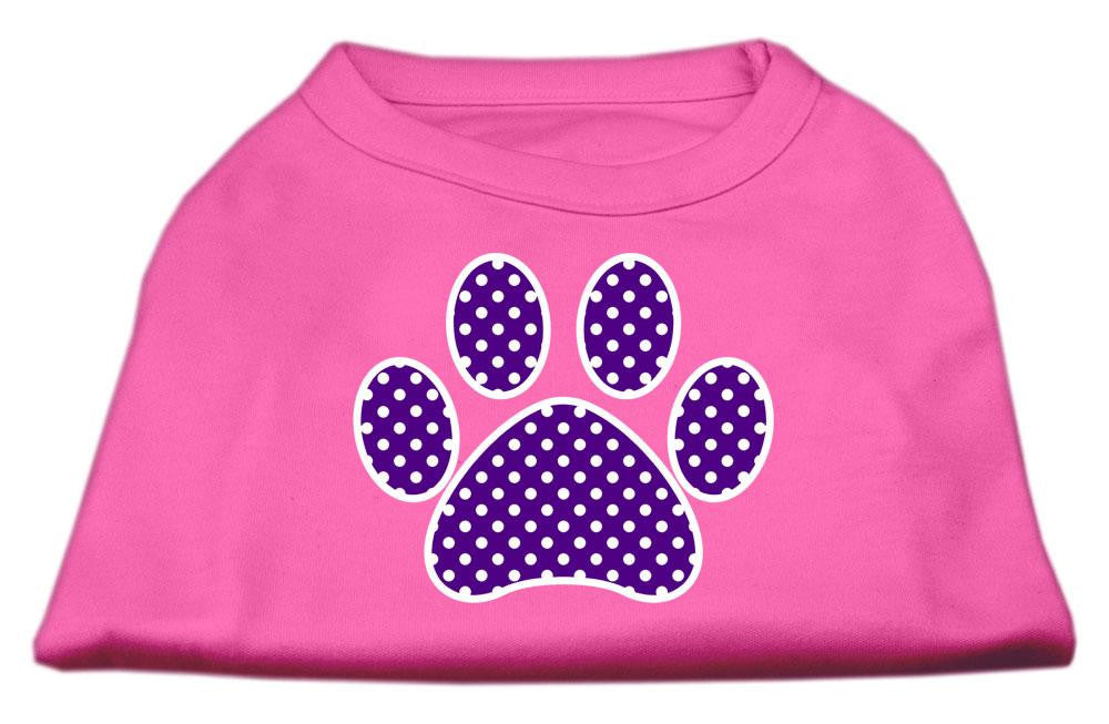 Purple Swiss Dot Paw Screen Print Shirt Bright Pink XL (16)