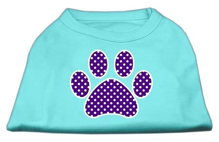 Purple Swiss Dot Paw Screen Print Shirt Aqua XS (8)