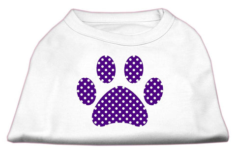 Purple Swiss Dot Paw Screen Print Shirt White XXL (18)