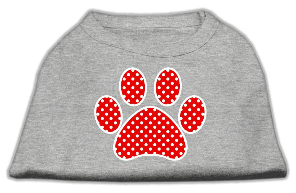 Red Swiss Dot Paw Screen Print Shirt Grey Lg (14)