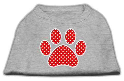 Red Swiss Dot Paw Screen Print Shirt Grey XS (8)