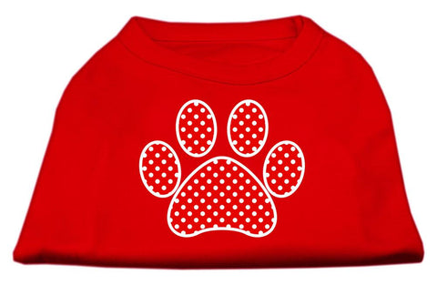 Red Swiss Dot Paw Screen Print Shirt Red XS (8)