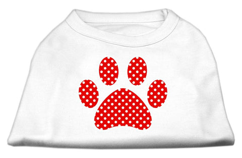 Red Swiss Dot Paw Screen Print Shirt White XXXL(20)