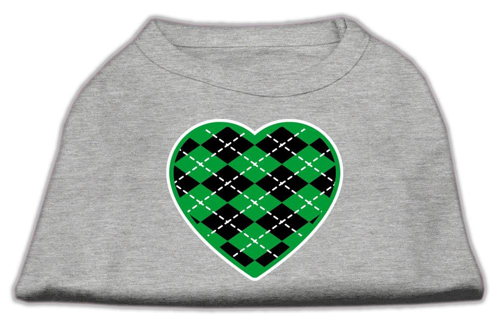 Argyle Heart Green Screen Print Shirt Grey Lg (14)