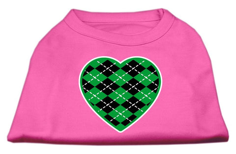 Argyle Heart Green Screen Print Shirt Bright Pink XS (8)