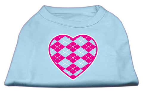 Argyle Heart Pink Screen Print Shirt Baby Blue Lg (14)