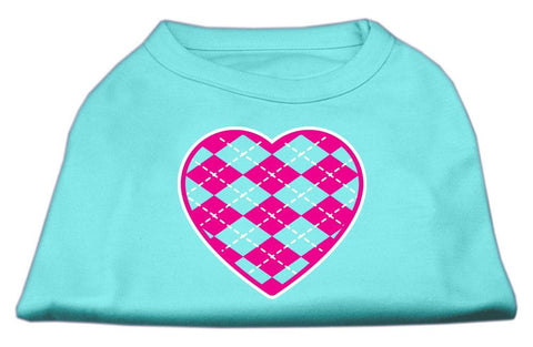 Argyle Heart Pink Screen Print Shirt Aqua Med (12)