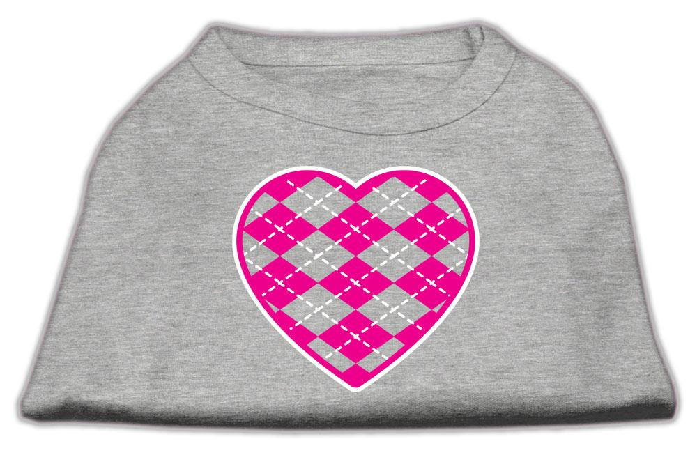 Argyle Heart Pink Screen Print Shirt Grey Med (12)