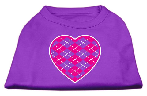 Argyle Heart Pink Screen Print Shirt Purple XS (8)