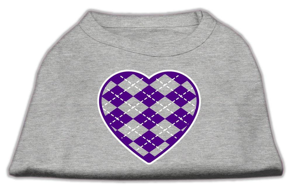 Argyle Heart Purple Screen Print Shirt Grey Lg (14)