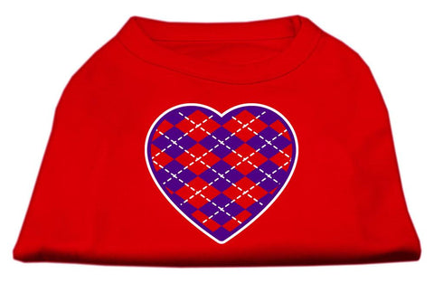 Argyle Heart Purple Screen Print Shirt Red Lg (14)