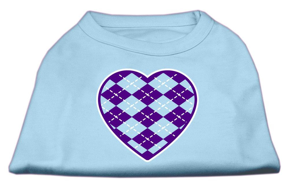 Argyle Heart Purple Screen Print Shirt Baby Blue XL (16)